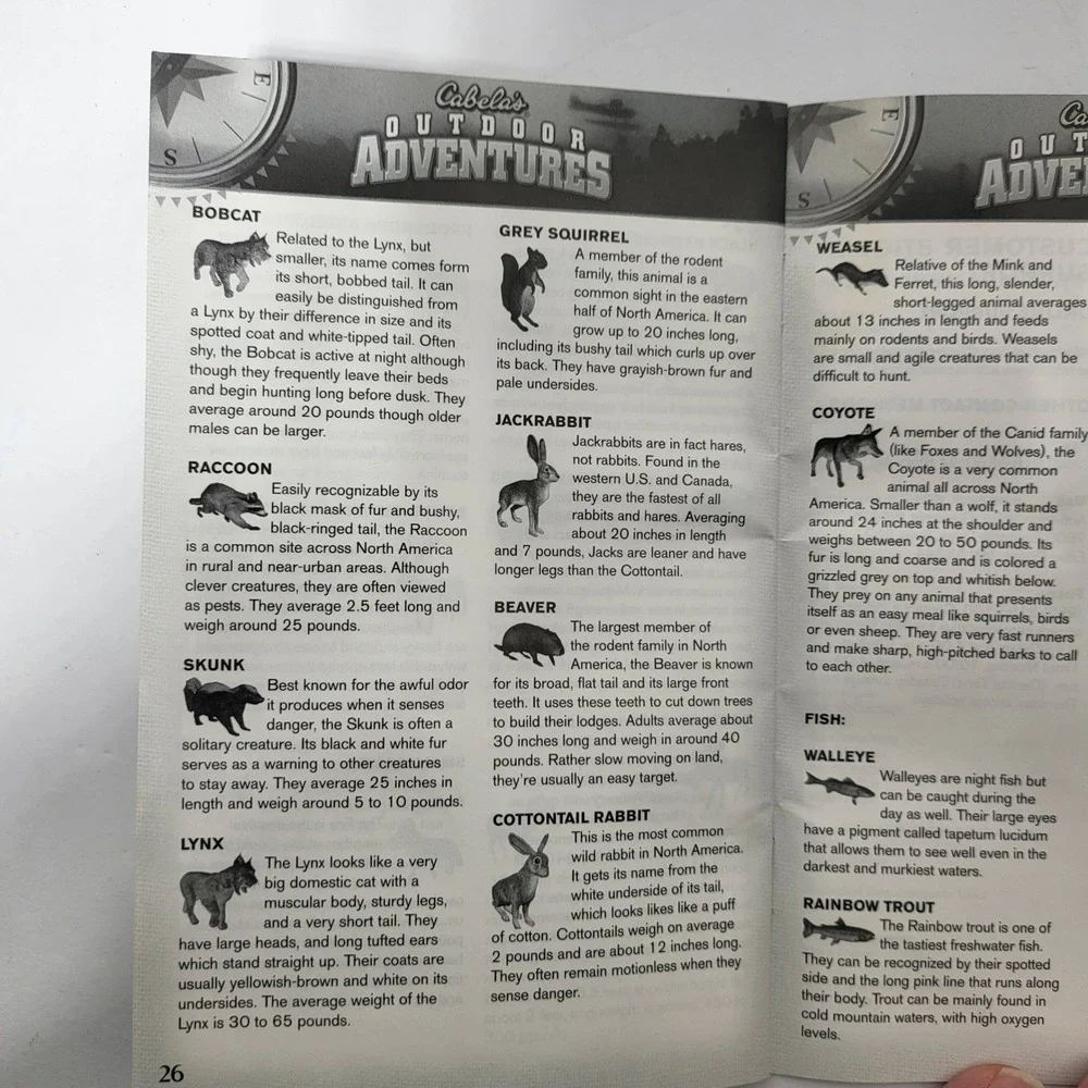 Activision Cabelas Outdoor Adventures Video Game Manual‎ 2005 Wildlife Guide PS2